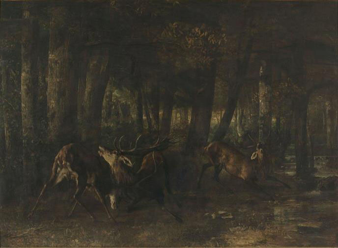 Gustave Courbet Spring Rut. The Battle of the Stags (1861) by Gustave Courbet